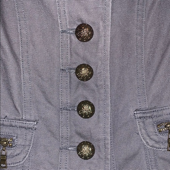 Short Sleeve Denim Material Blazer - Picture 2 of 8